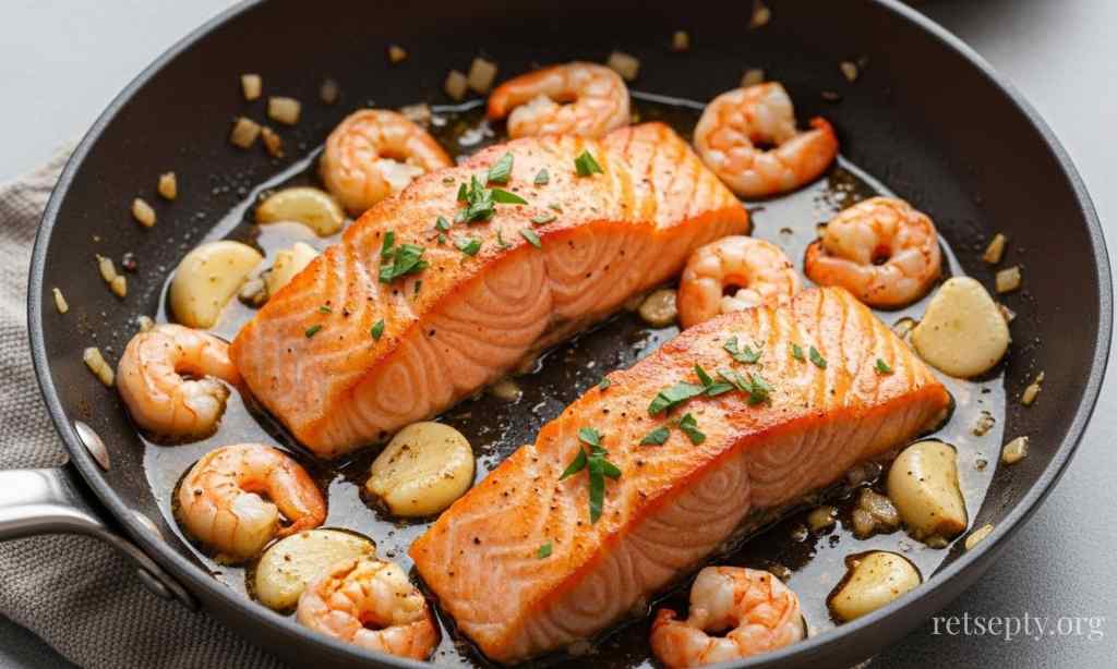 Лосос з креветками